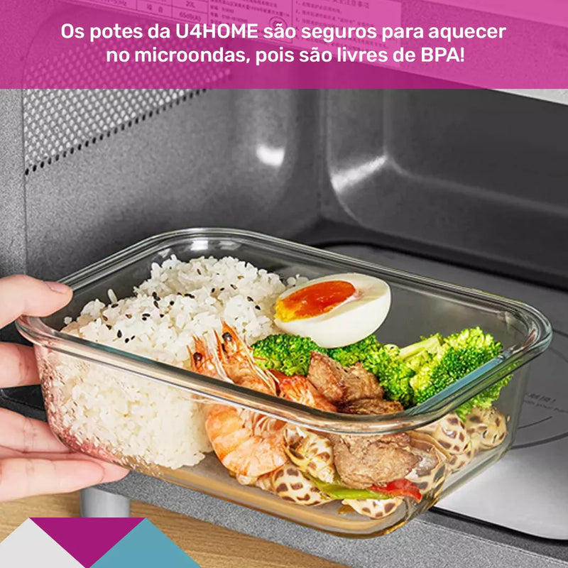 Kit 10 Potes Herméticos de Vidro para Marmitas, Guardar Alimentos e Multifunções + Frete Grátis