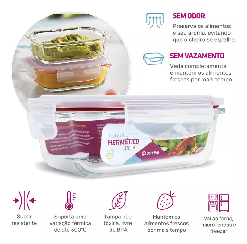 Kit 10 Potes Herméticos de Vidro para Marmitas, Guardar Alimentos e Multifunções + Frete Grátis