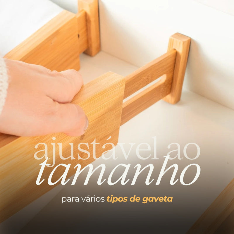 Kit 4 Divisórias de Gaveta Ajustável de Bambu - OU
